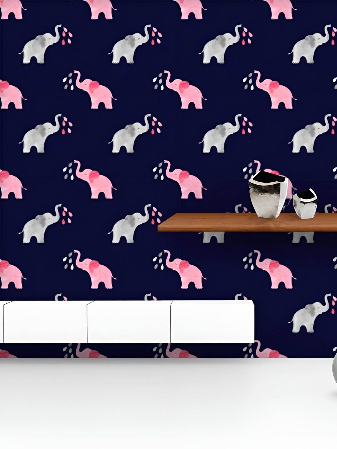 

ArtzFolio Printed UV-Resistant Anti-Bacterial Watercolor Elephants Peel & Stick Wallpaper, Multi
