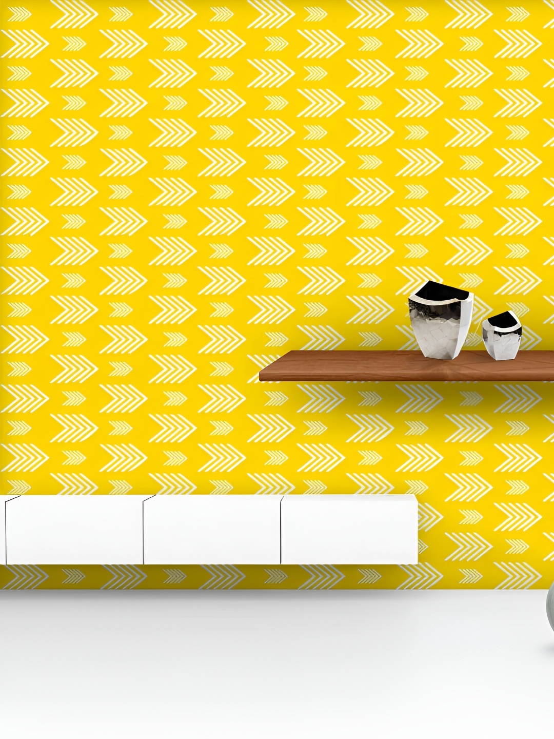 

ArtzFolio Yellow & White Printed UV Resistant Wallpaper