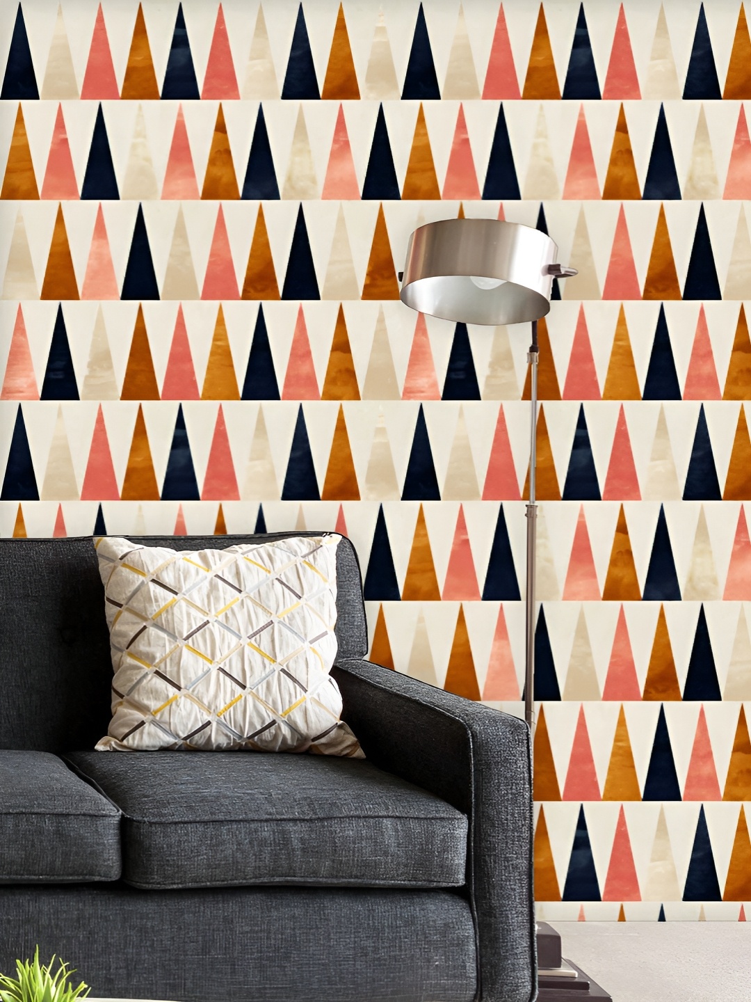 

ArtzFolio Printed UV-Resistant Anti-Bacterial Colorful Triangles Peel & Stick Wallpaper, Multi