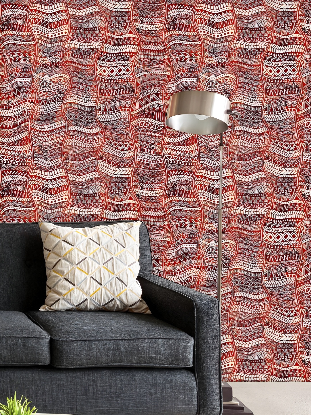 

ArtzFolio Printed UV-Resistant Anti-Bacterial Tribal Geometric Lines Peel & Stick Wallpaper, Multi