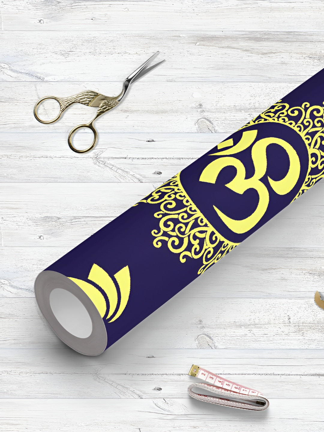 

ArtzFolio Navy-Blue & Yellow Printed UV Resistant Wallpaper