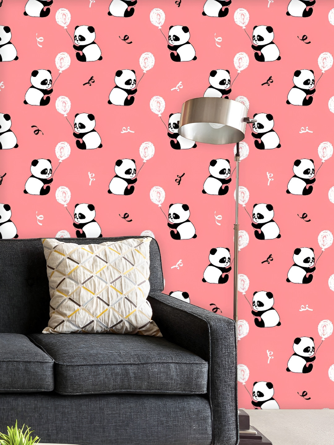 

ArtzFolio Printed UV-Resistant Anti-Bacterial Baby Panda Bears And Balloons Peel & Stick Wallpaper, Multi