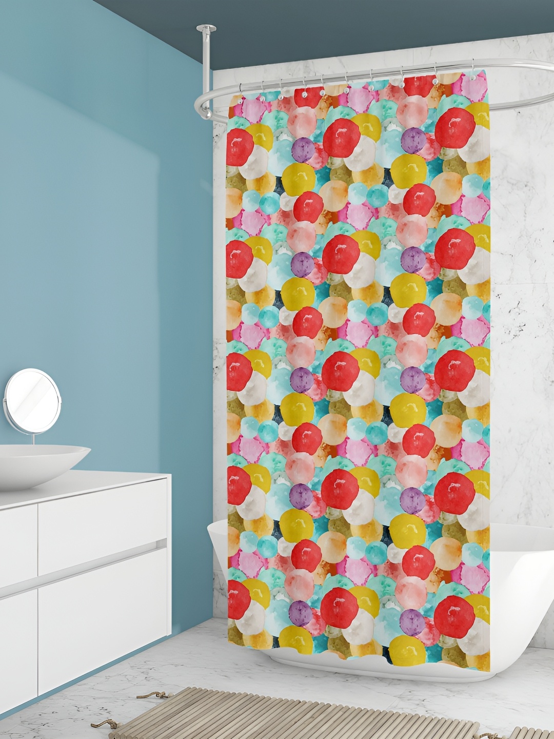 

ArtzFolio Red and Yellow Geometric Printed Waterproof Shower Curtain
