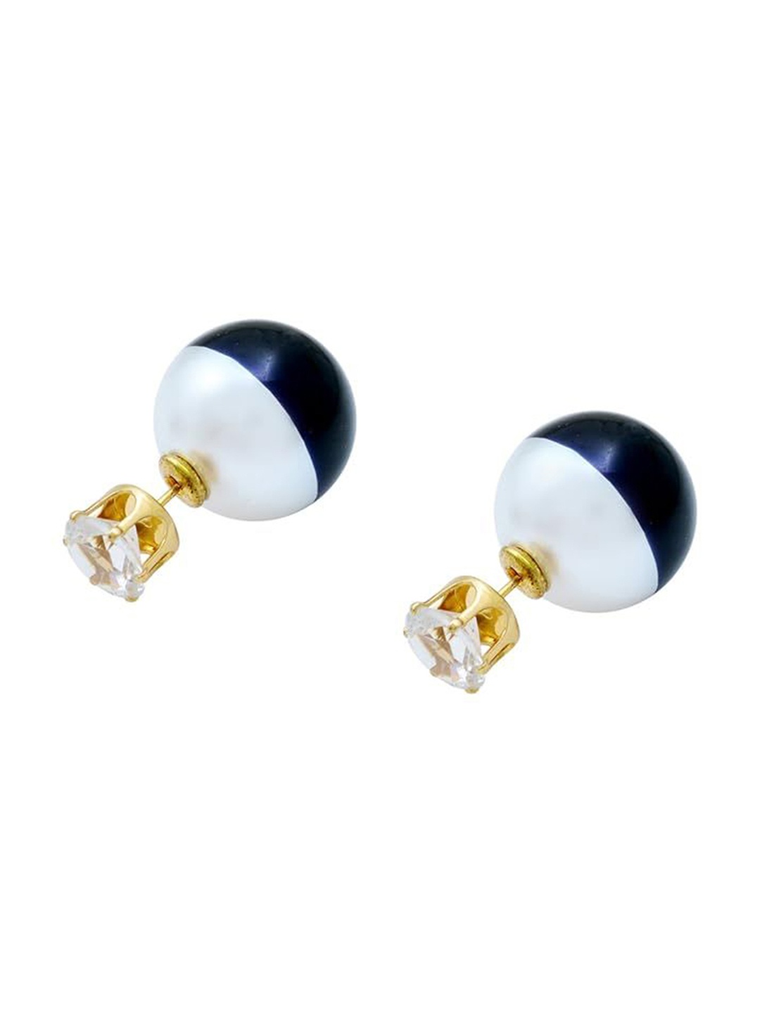 

MEMOIR Brass-Plated Cubic Zirconia Contemporary Studs, Black