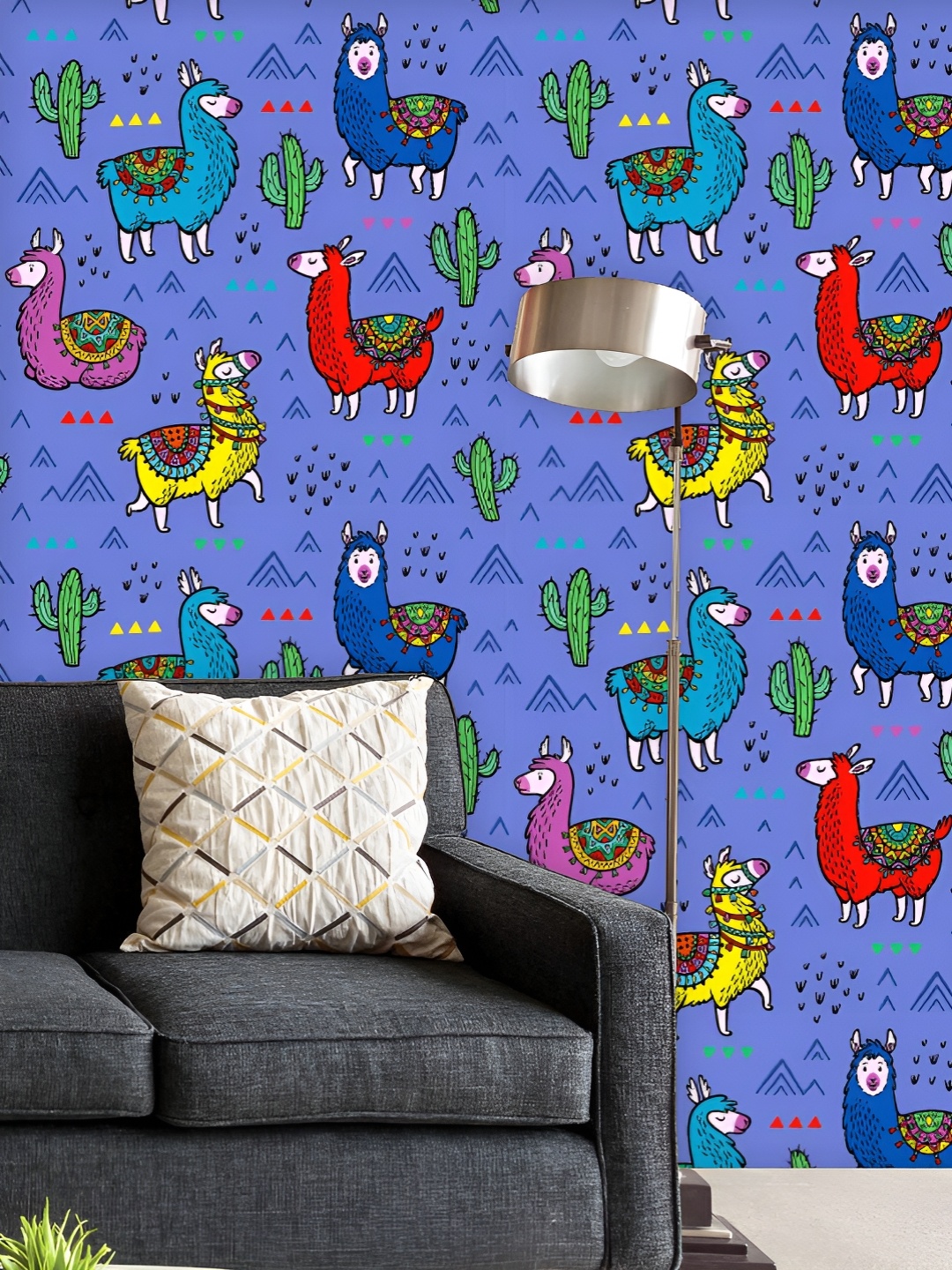 

ArtzFolio Printed UV-Resistant Anti-Bacterial Lamas Pattern Peel & Stick Wallpaper, Multi