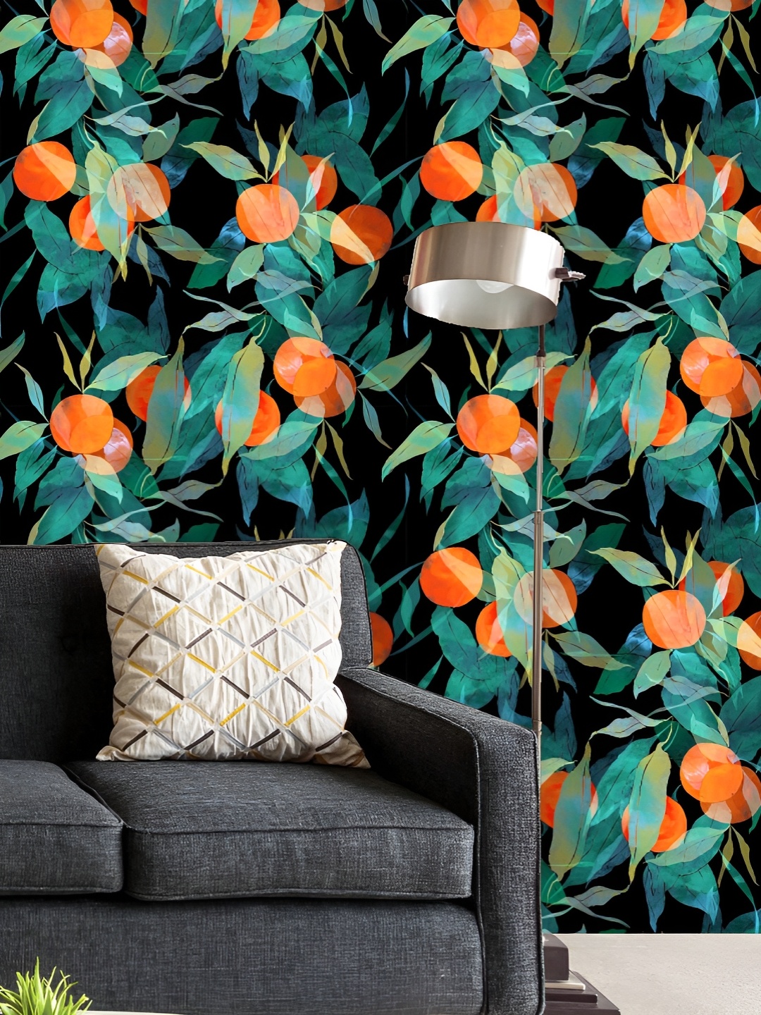 

ArtzFolio Printed UV-Resistant Anti-Bacterial Subtropical Tangerine Tree Imprints Peel & Stick Wallpaper, Multi