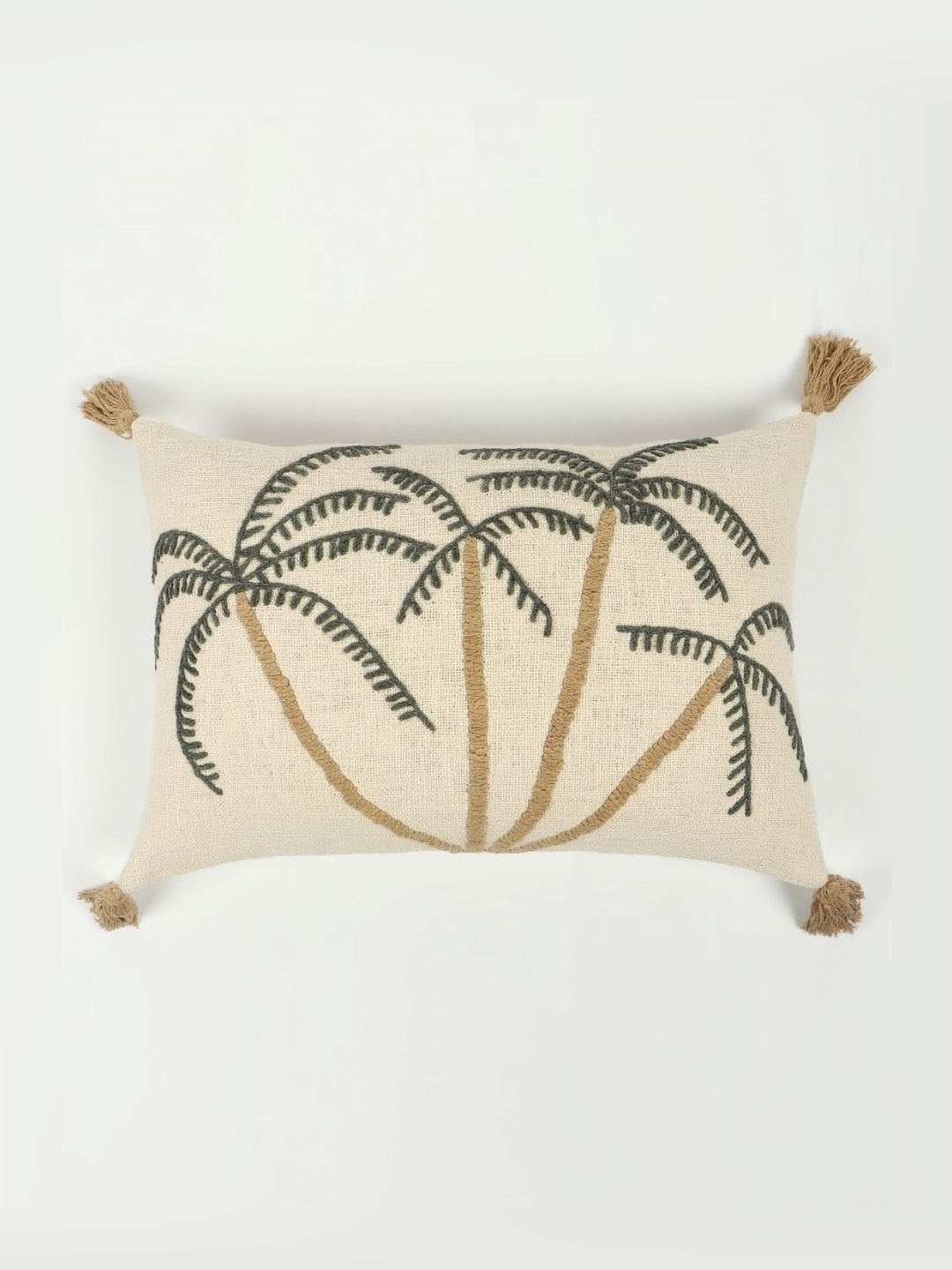 

Art Avenue White & Green Tropical Embroided Cotton Rectangle Cushion Covers