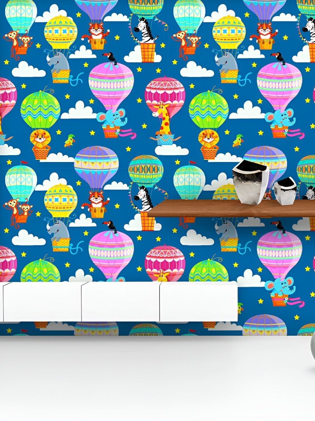 

ArtzFolio Printed UV-Resistant Anti-Bacterial Colorful Hot Air Balloons And Animals Peel & Stick Wallpaper, Multi