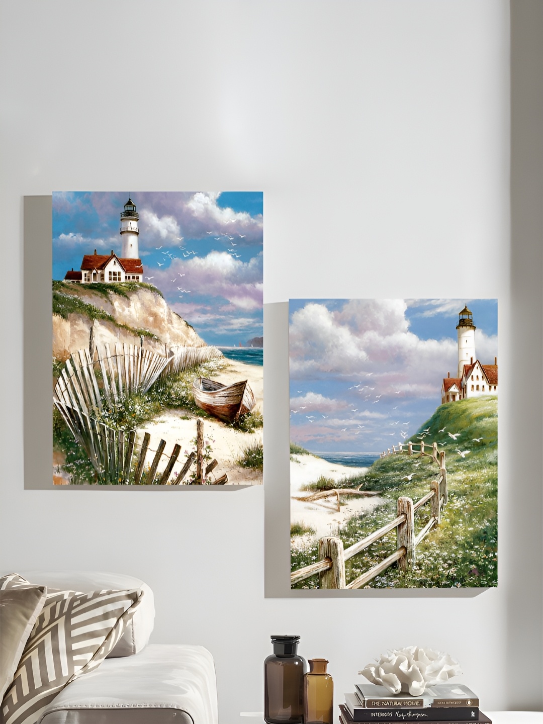 

Art Street Sea Green & Blue 2 Pieces Canvas Landscape Stretched Painting Wall Arts