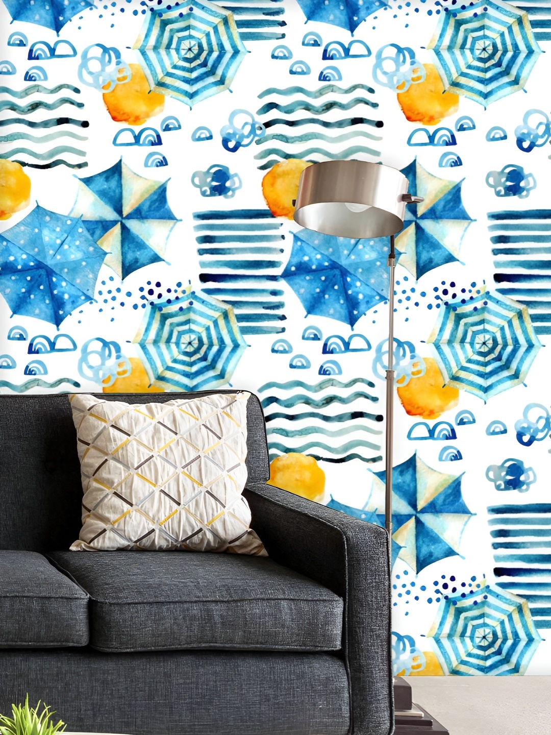 

ArtzFolio Printed UV-Resistant Anti-Bacterial Watercolor Minimal Beach Peel & Stick Wallpaper, Multi