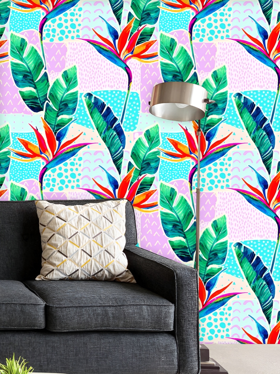 

ArtzFolio Printed UV-Resistant Anti-Bacterial Watercolor Tropical Flowers Peel & Stick Wallpaper, Multi