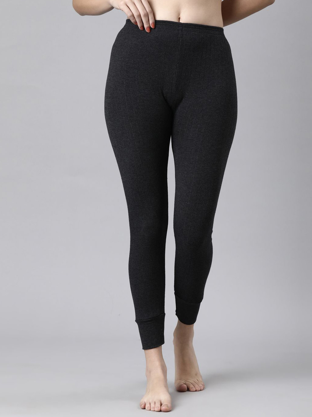 

DIXCY SCOTT Slimz Women Mid-Rise Cotton Thermal Bottoms, Black