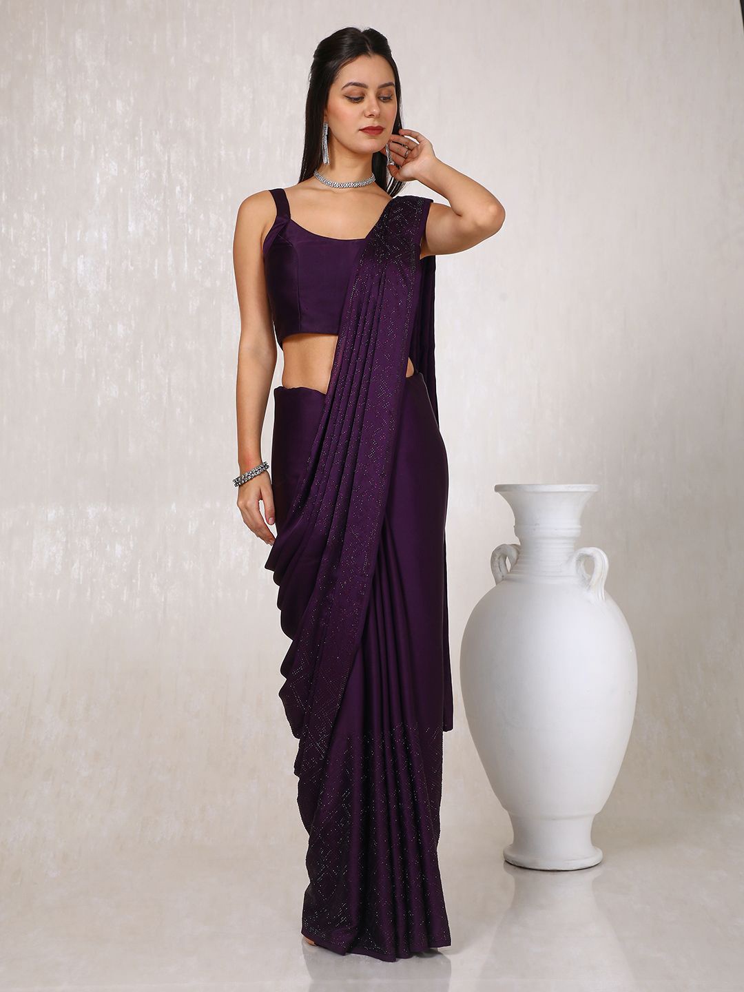 

Soch Embellished Beads and Stones Pure Crepe Saree, Purple