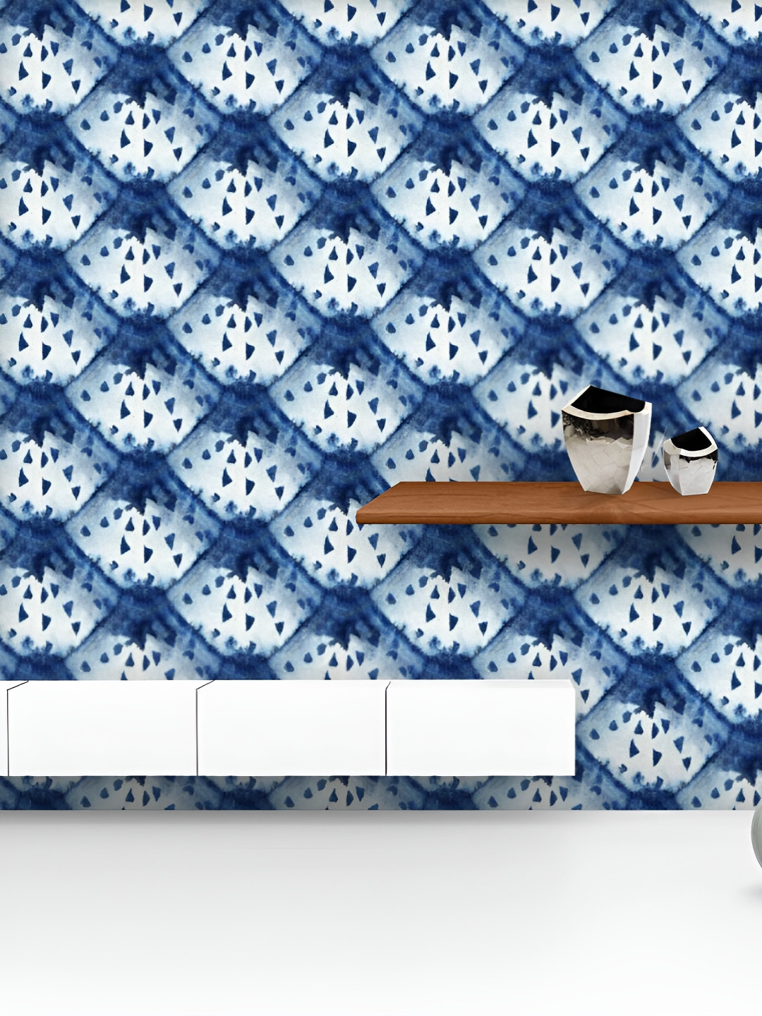 

ArtzFolio Printed UV-Resistant Anti-Bacterial Shibori Indigo Colors Peel & Stick Wallpaper, Multi