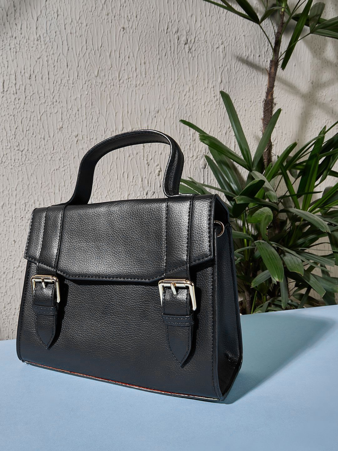

White Lily PU Handheld Bag, Black