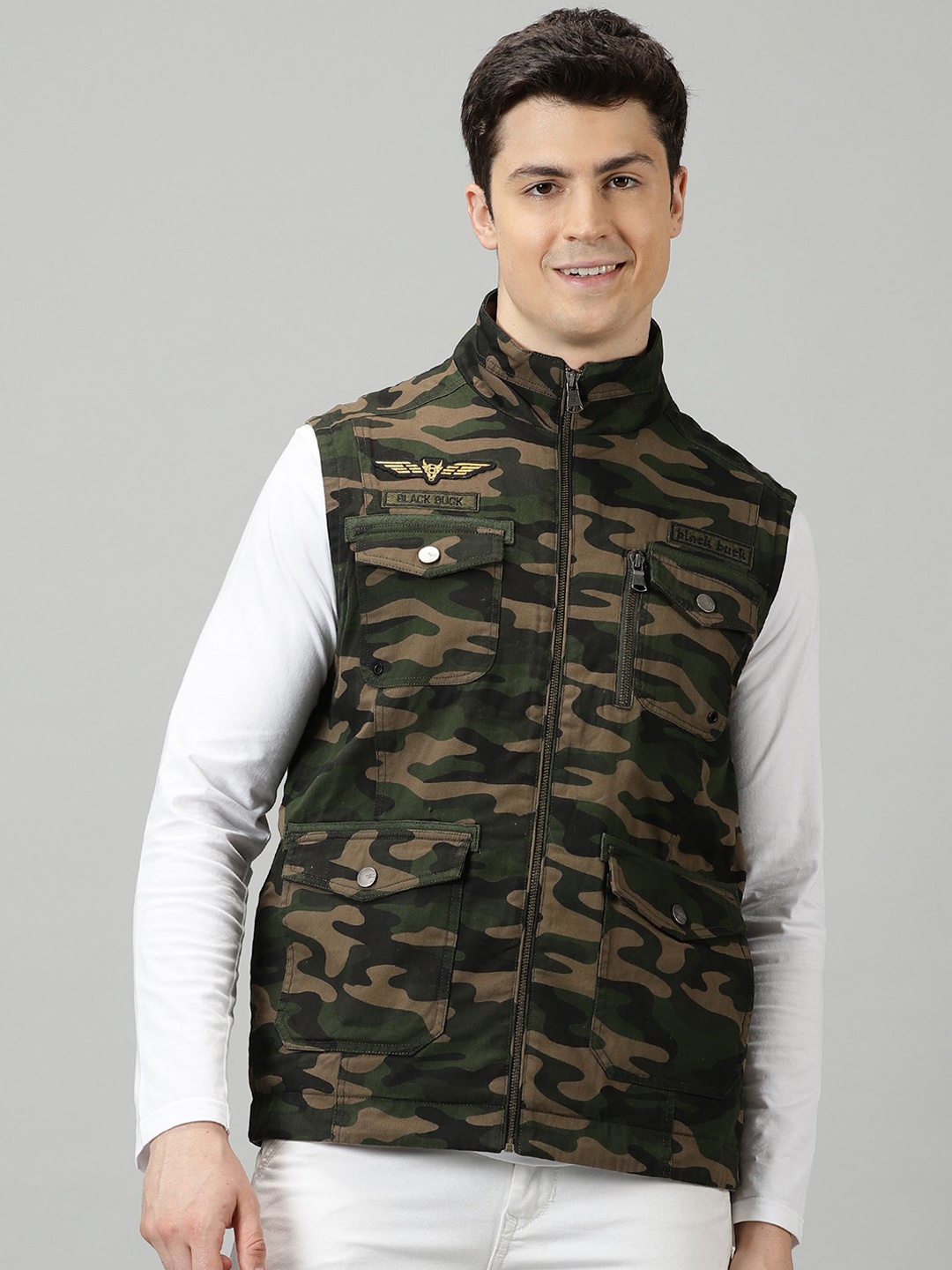 

BLACK BUCK Men Padded Jacket, Olive