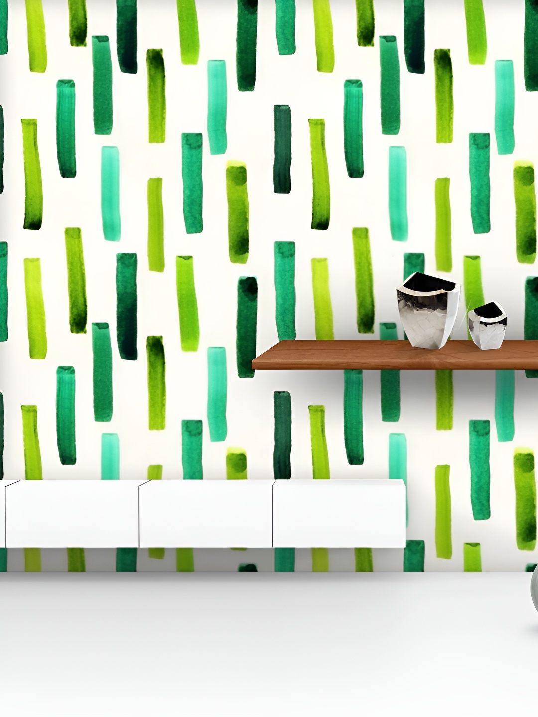 

ArtzFolio Printed UV-Resistant Anti-Bacterial Green Watercolor Lines Peel & Stick Wallpaper, Multi