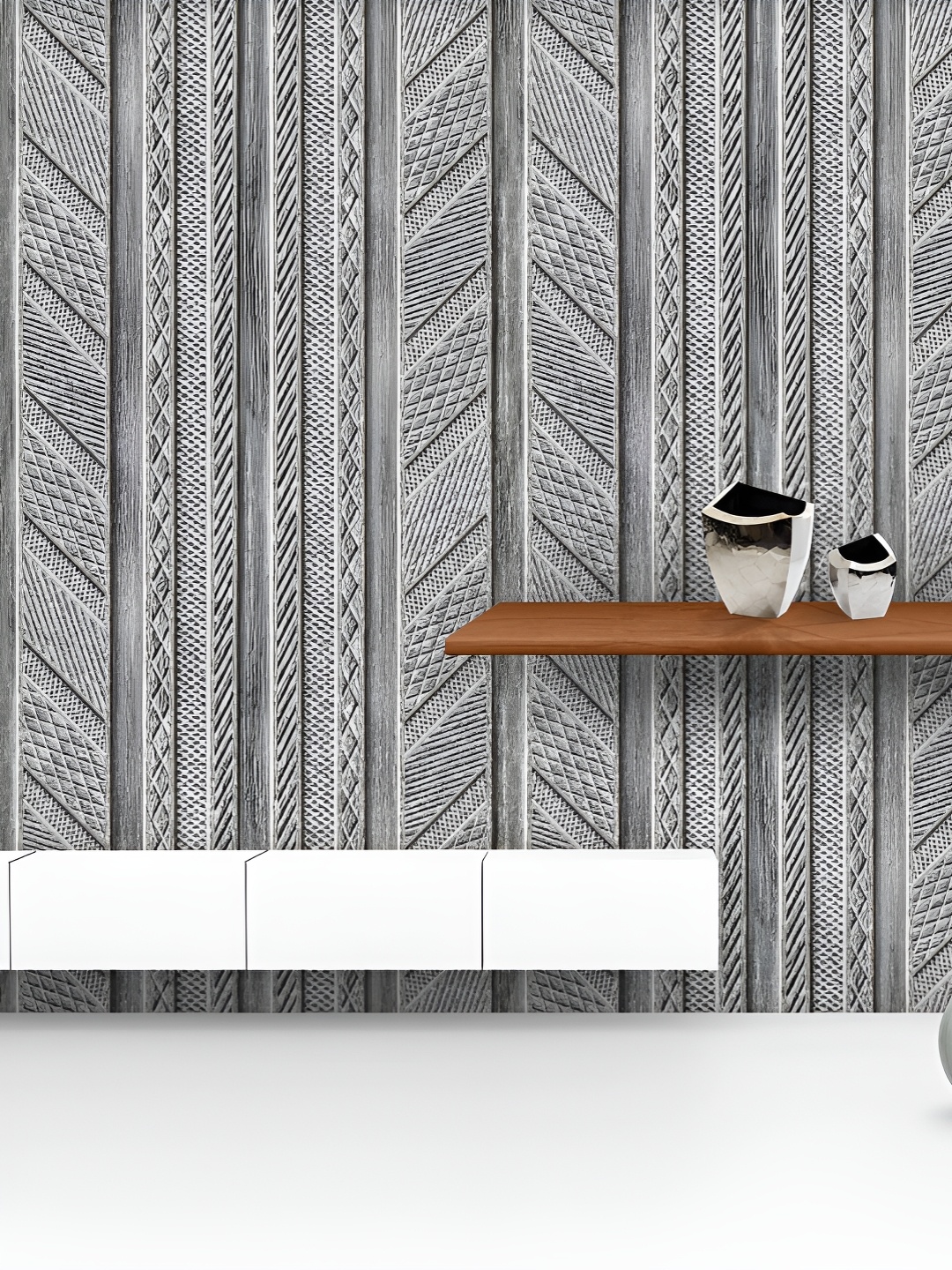 

ArtzFolio Printed UV-Resistant Anti-Bacterial D Grey Vertical Stripes Peel & Stick Wallpaper, Multi