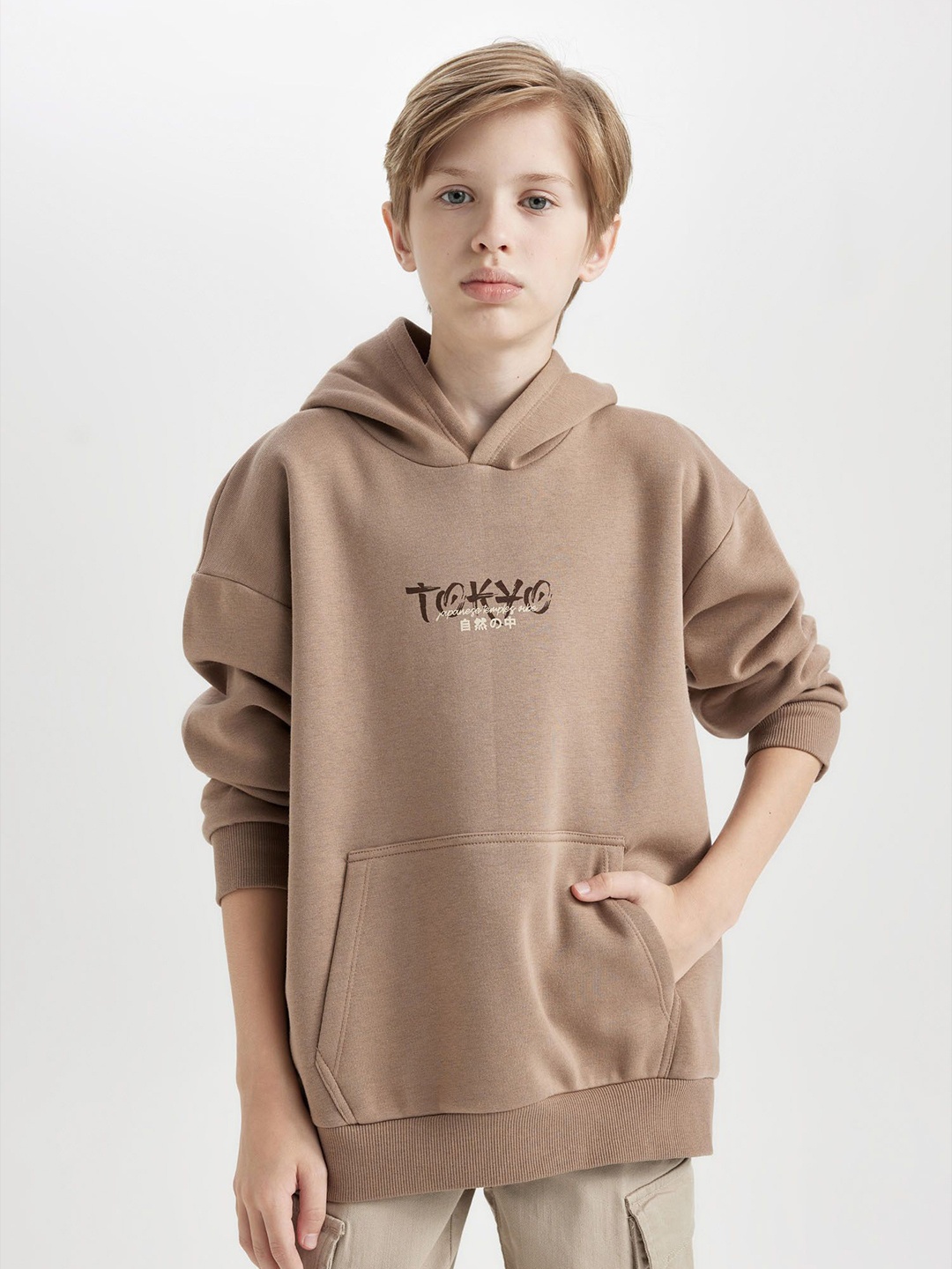 

DeFacto Boys Printed Long Sleeves Pullover, Beige