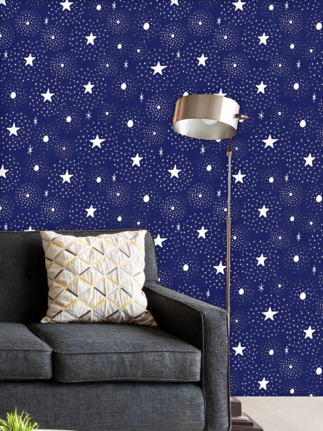 

ArtzFolio Printed UV-Resistant Anti-Bacterial Hand Drawn Stars And Dots Peel & Stick Wallpaper, Multi