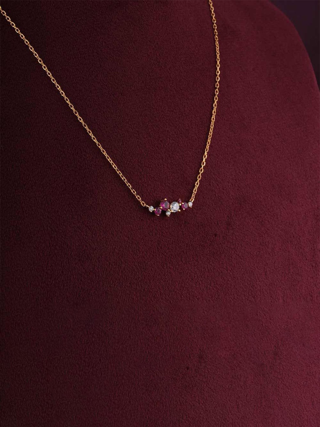 

PALMONAS Sterling Silver Gold-Plated Stone Studded Necklace