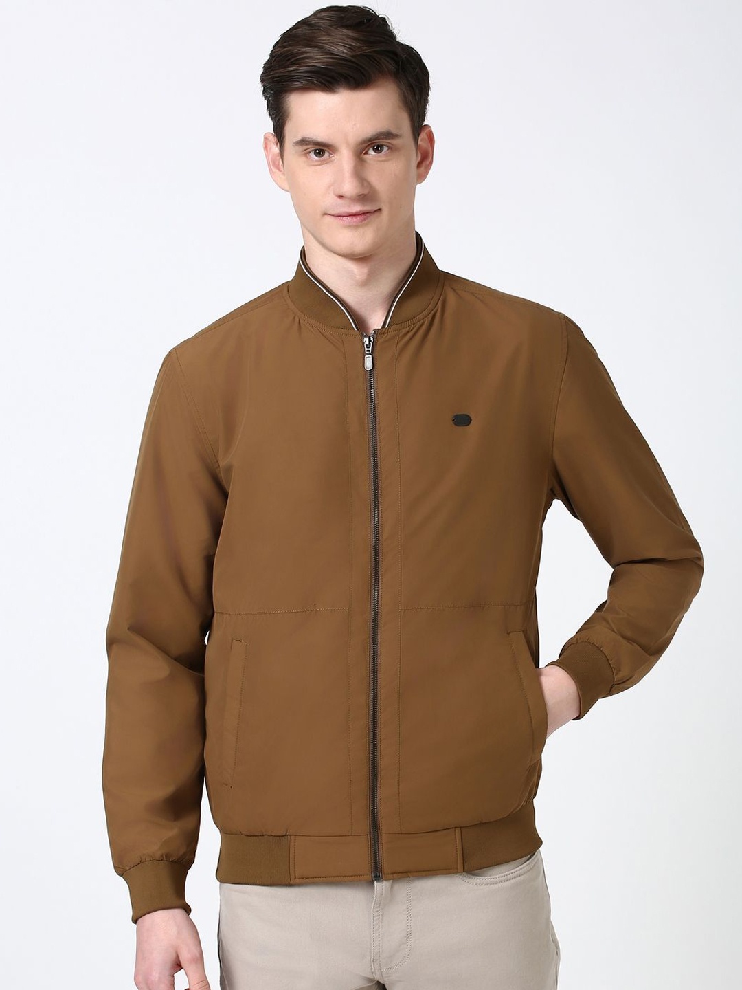 

Peter England Casuals Men Open Front Jacket, Brown