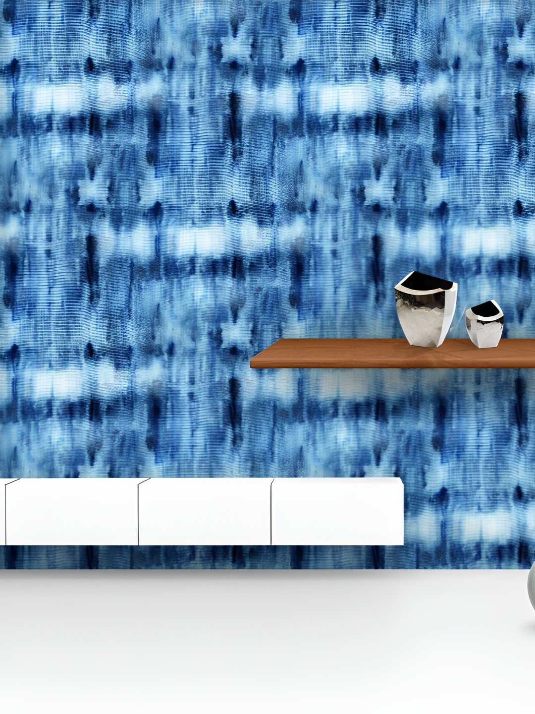 

ArtzFolio Printed UV-Resistant Anti-Bacterial Shibori Indigo Batik Peel & Stick Wallpaper, Multi