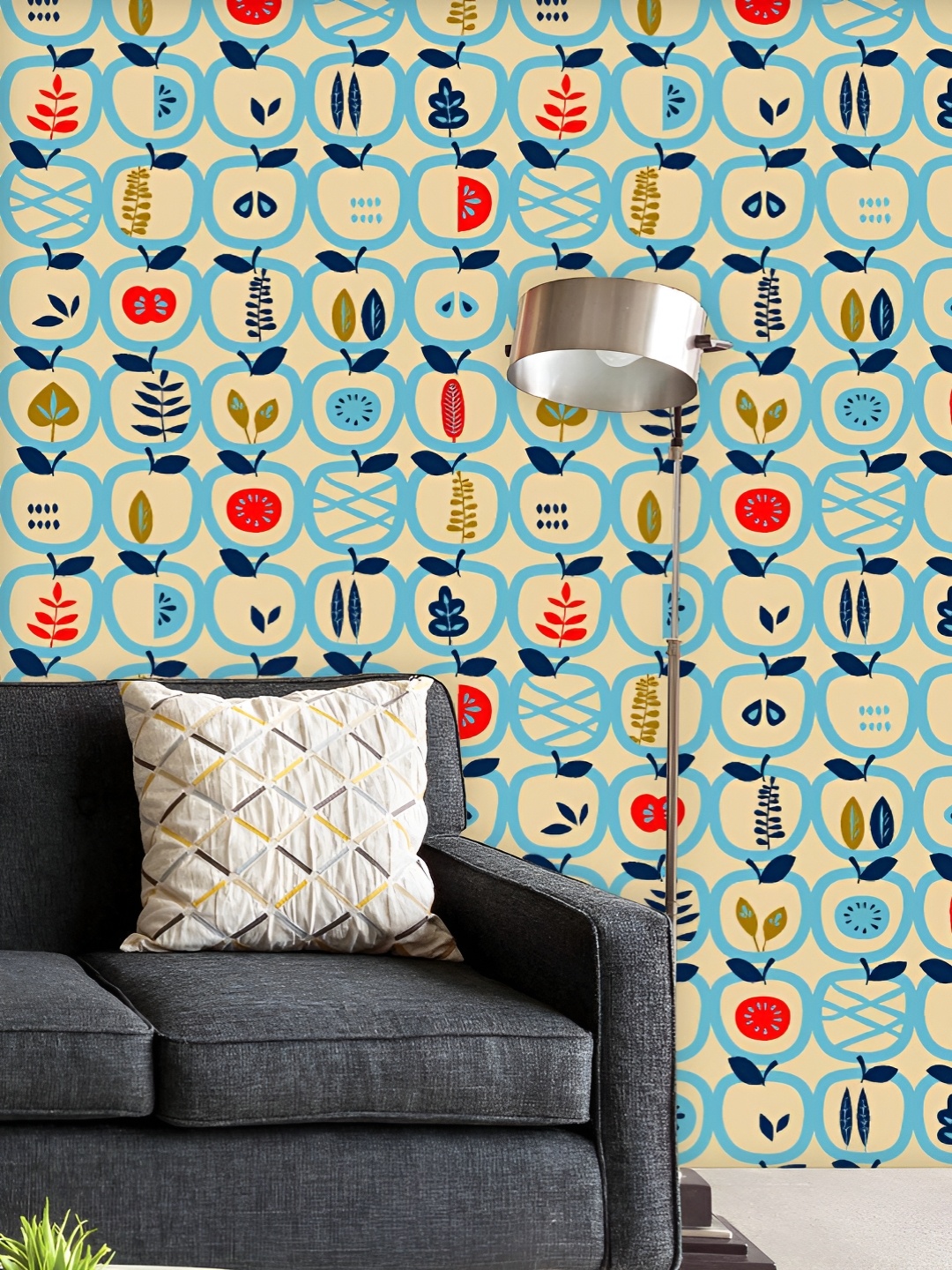 

ArtzFolio Printed UV-Resistant Anti-Bacterial Apples & Leaves Pattern Peel & Stick Wallpaper, Multi