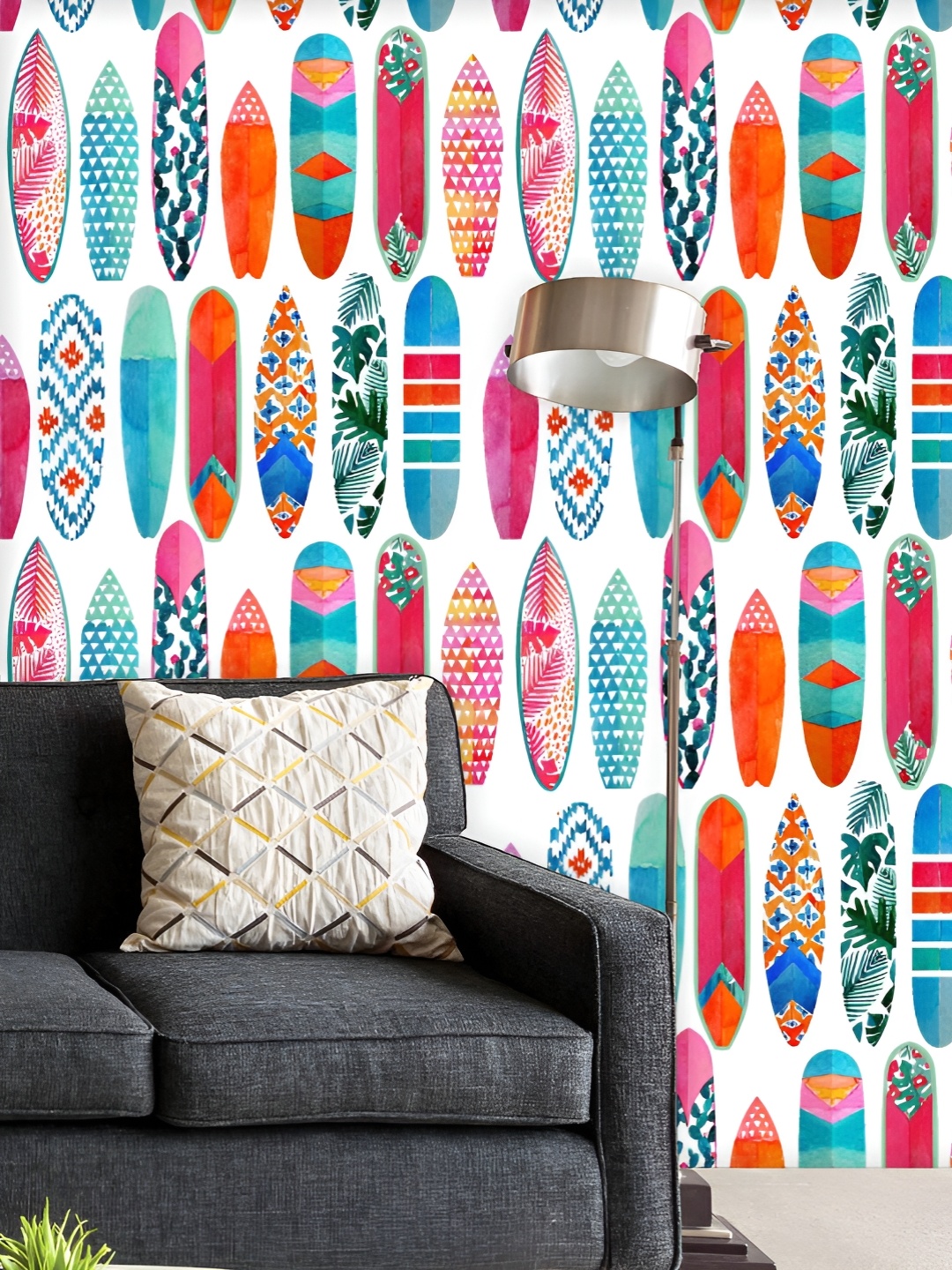 

ArtzFolio Printed UV-Resistant Anti-Bacterial Watercolor Surfboats Peel & Stick Wallpaper, Multi