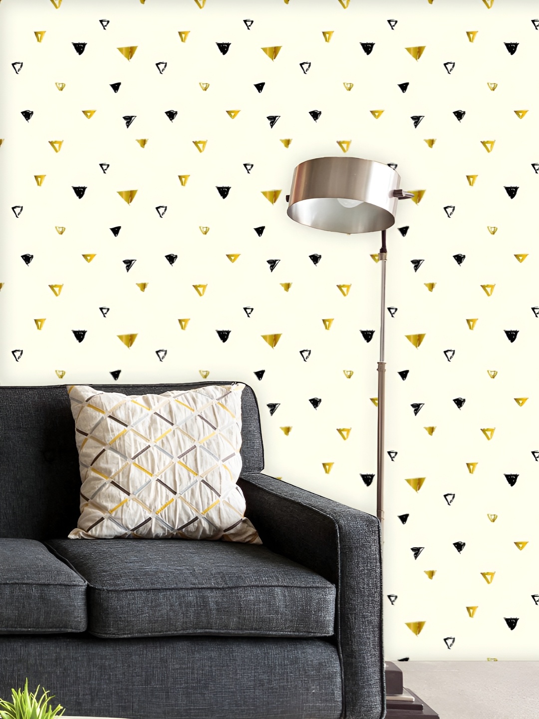 

ArtzFolio Printed UV-Resistant Anti-Bacterial Grunge Style Triangles Peel & Stick Wallpaper, Multi