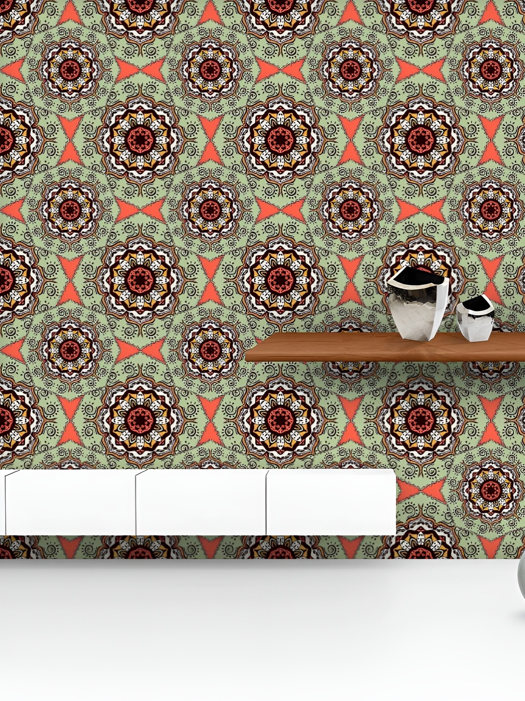

ArtzFolio Green & Orange Printed UV Resistant Wallpaper