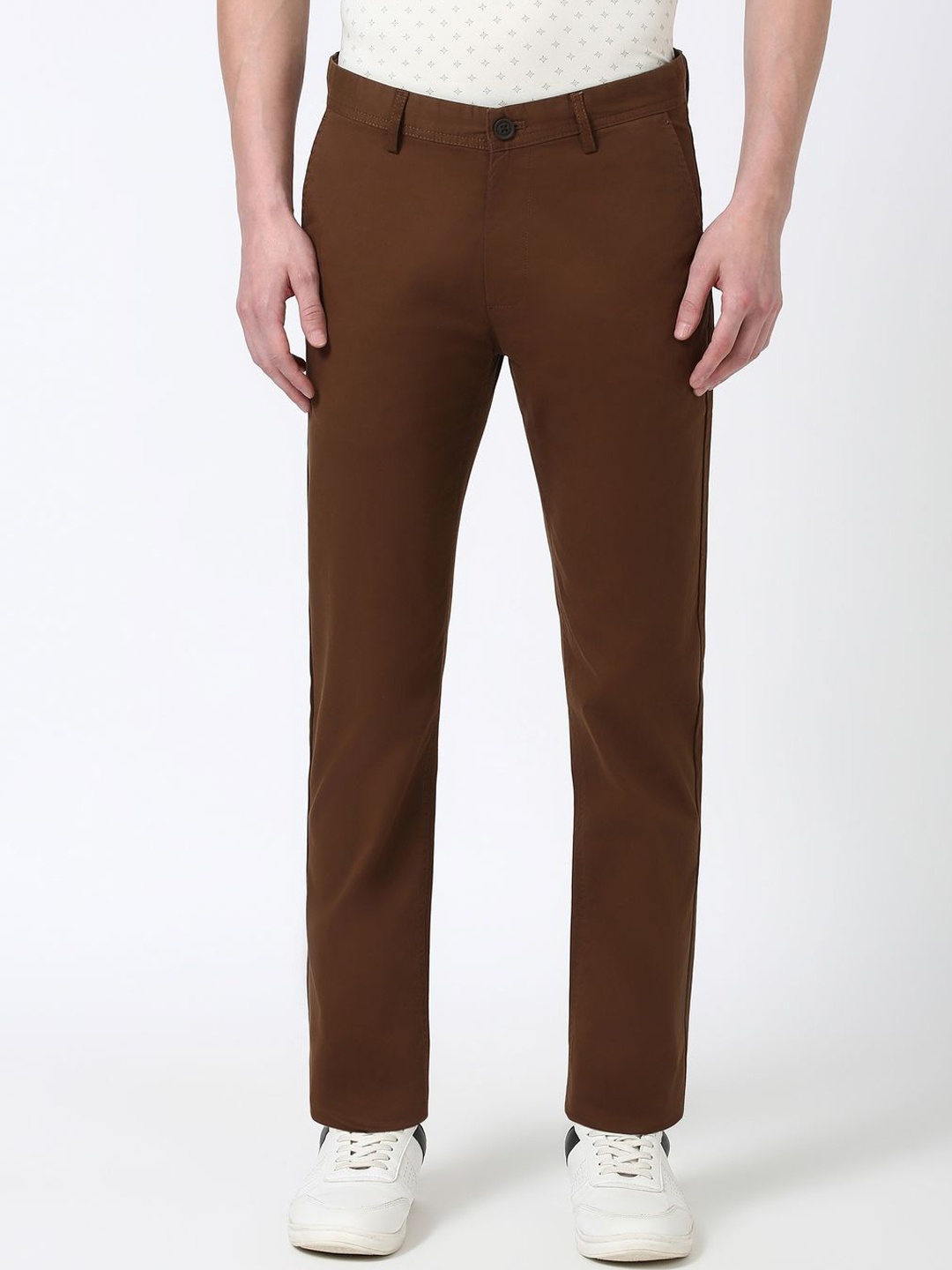 

Peter England Casuals Men Mid-Rise Slim Fit Chinos, Brown