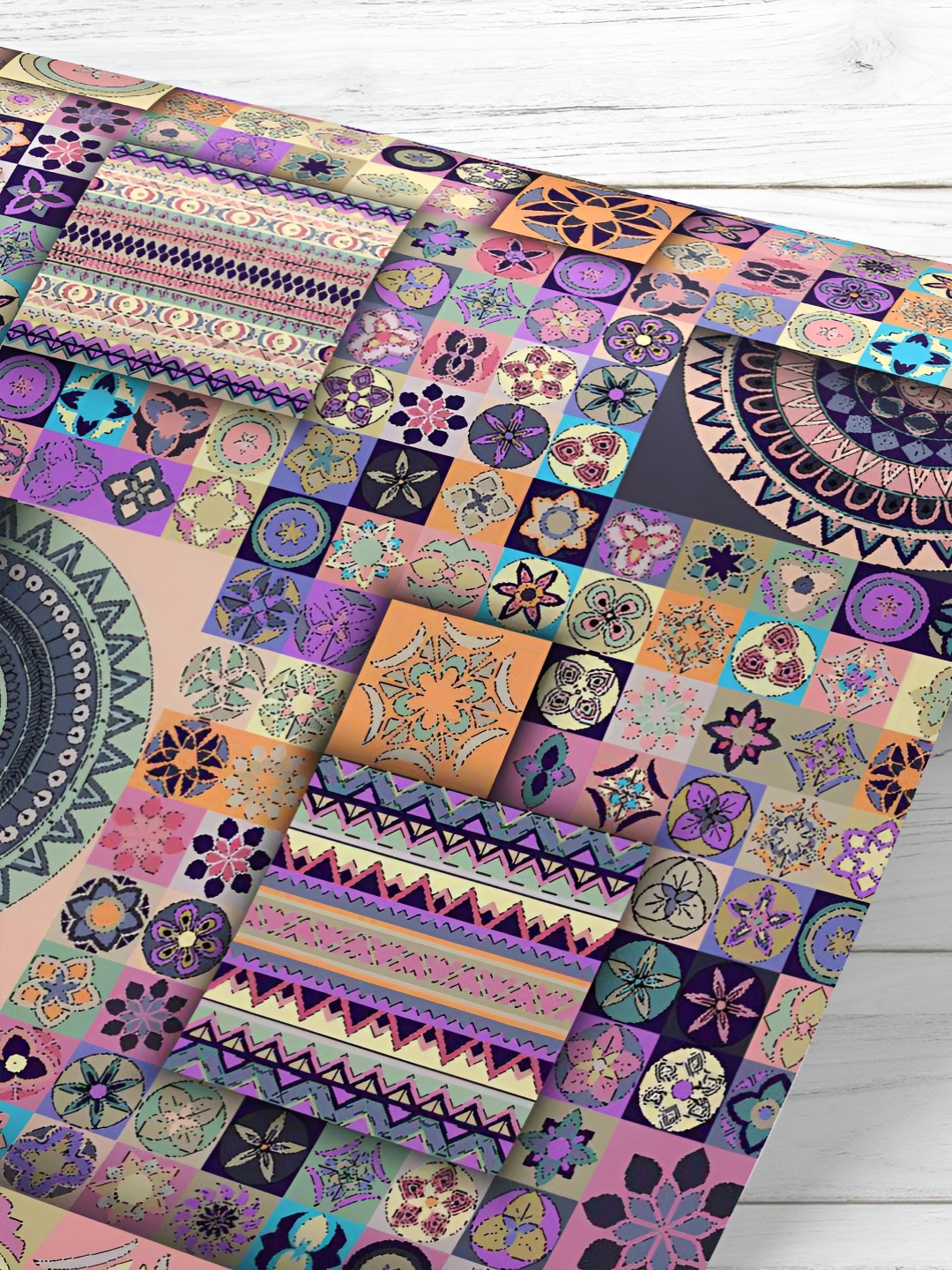 

ArtzFolio Purple & Orange Ethnic Motifs Printed UV Resistant Wallpaper