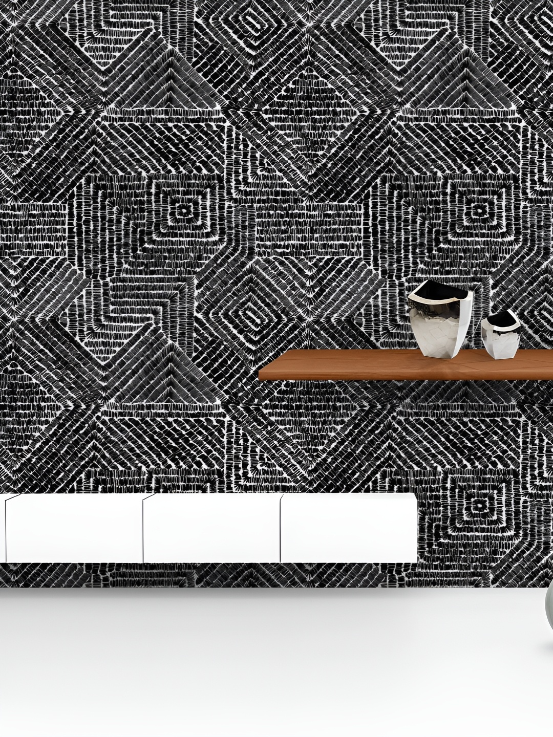 

ArtzFolio Printed UV-Resistant Anti-Bacterial Black Geometric Patches Peel & Stick Wallpaper, Multi