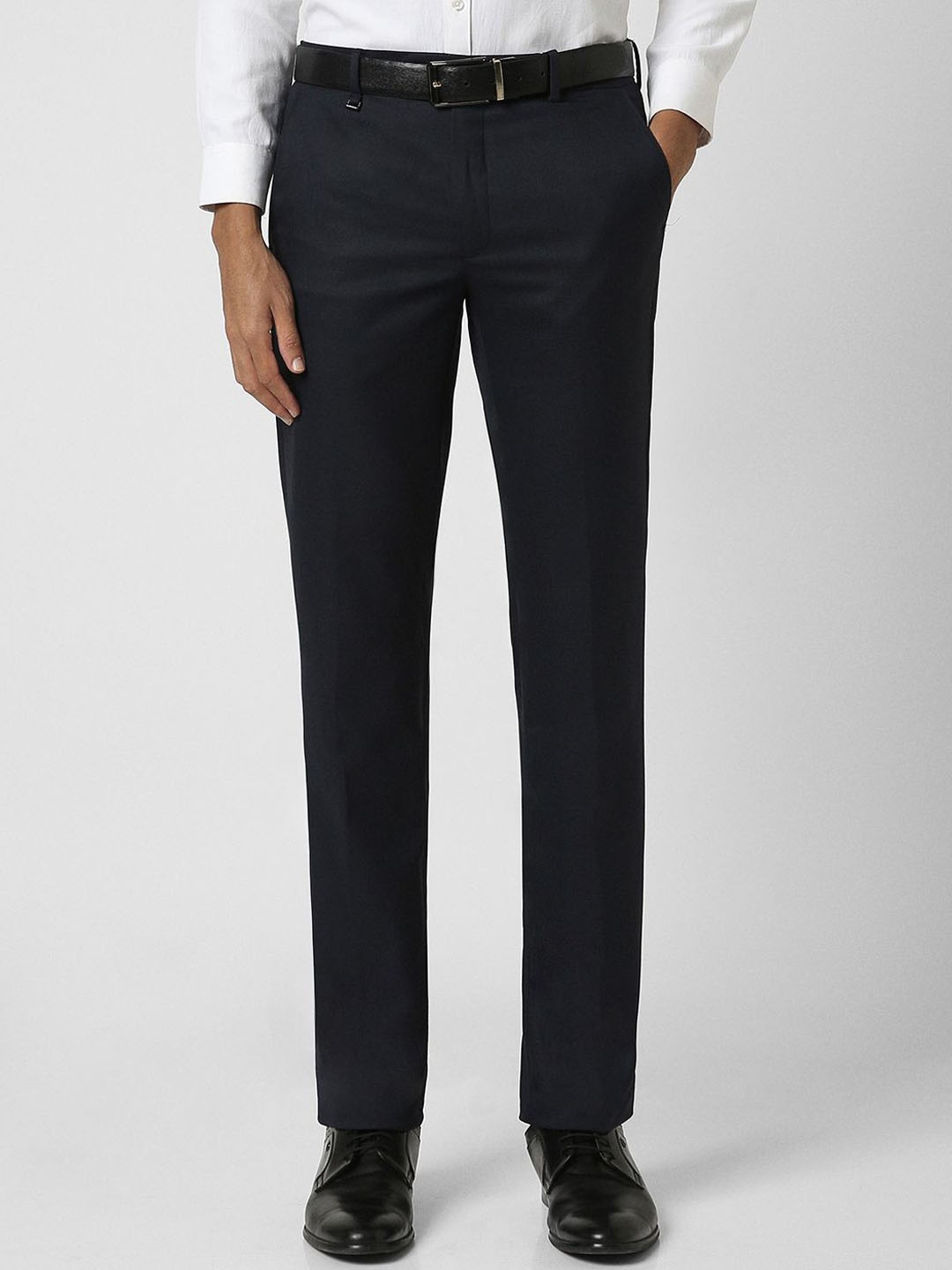 

Van Heusen Men Slim Fit Mid-Rise Formal Trousers, Black