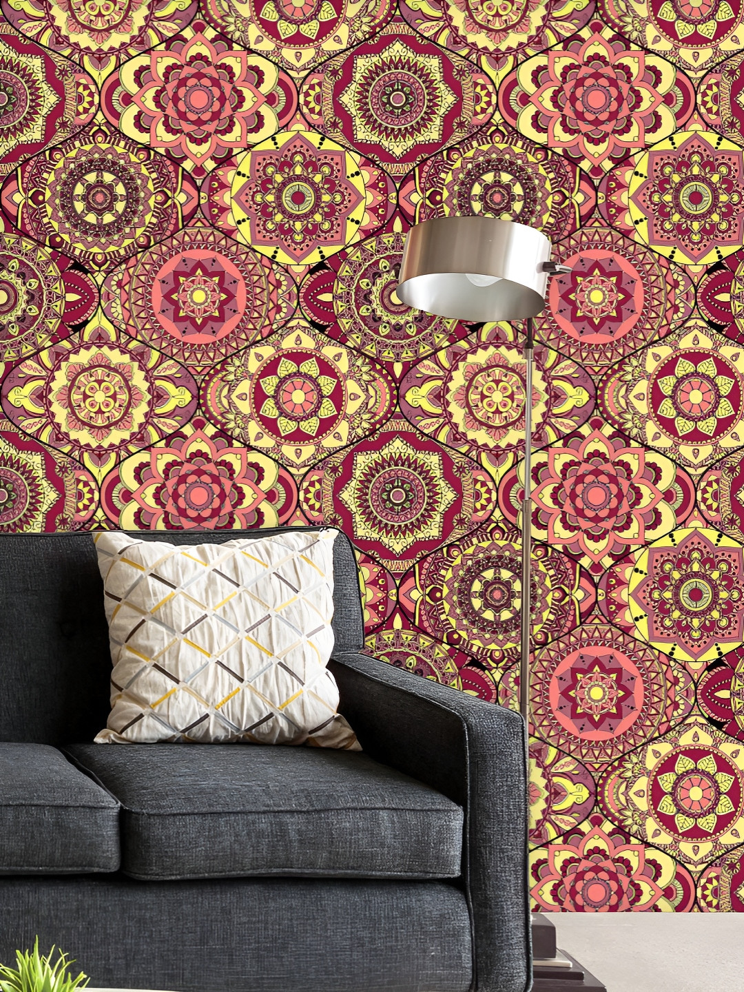 

ArtzFolio Printed UV-Resistant Anti-Bacterial Vintage Arabic Indian Motifs Peel & Stick Wallpaper, Multi