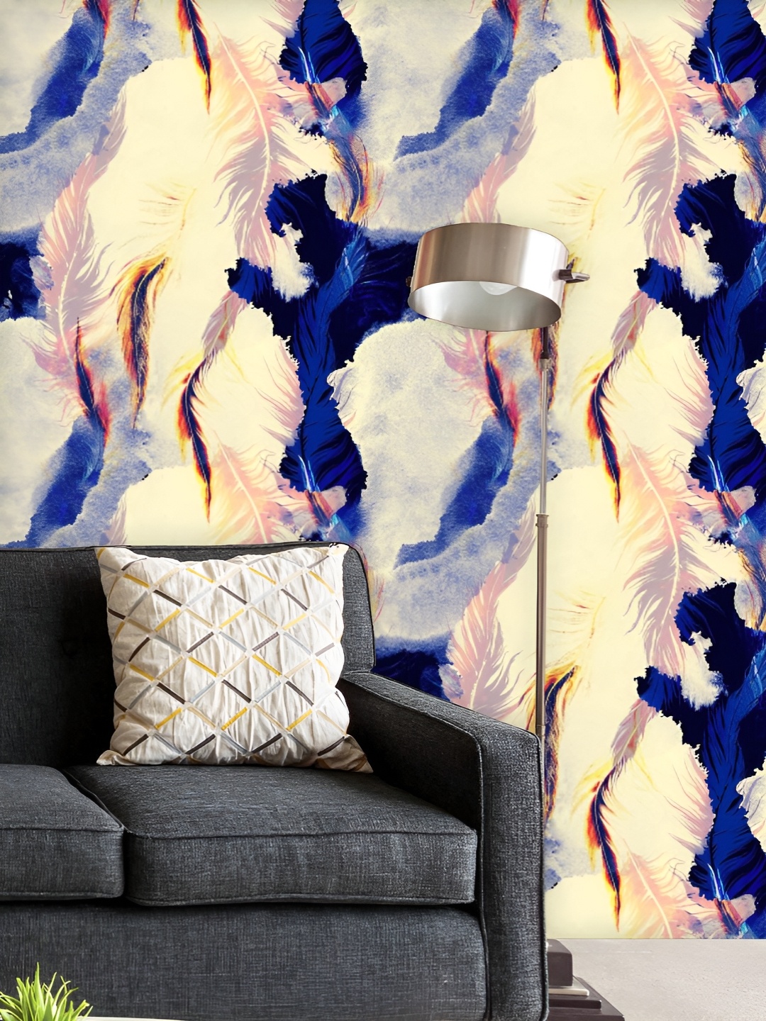 

ArtzFolio Printed UV-Resistant Anti-Bacterial Flying Bird Feathers Imprints Peel & Stick Wallpaper, Multi