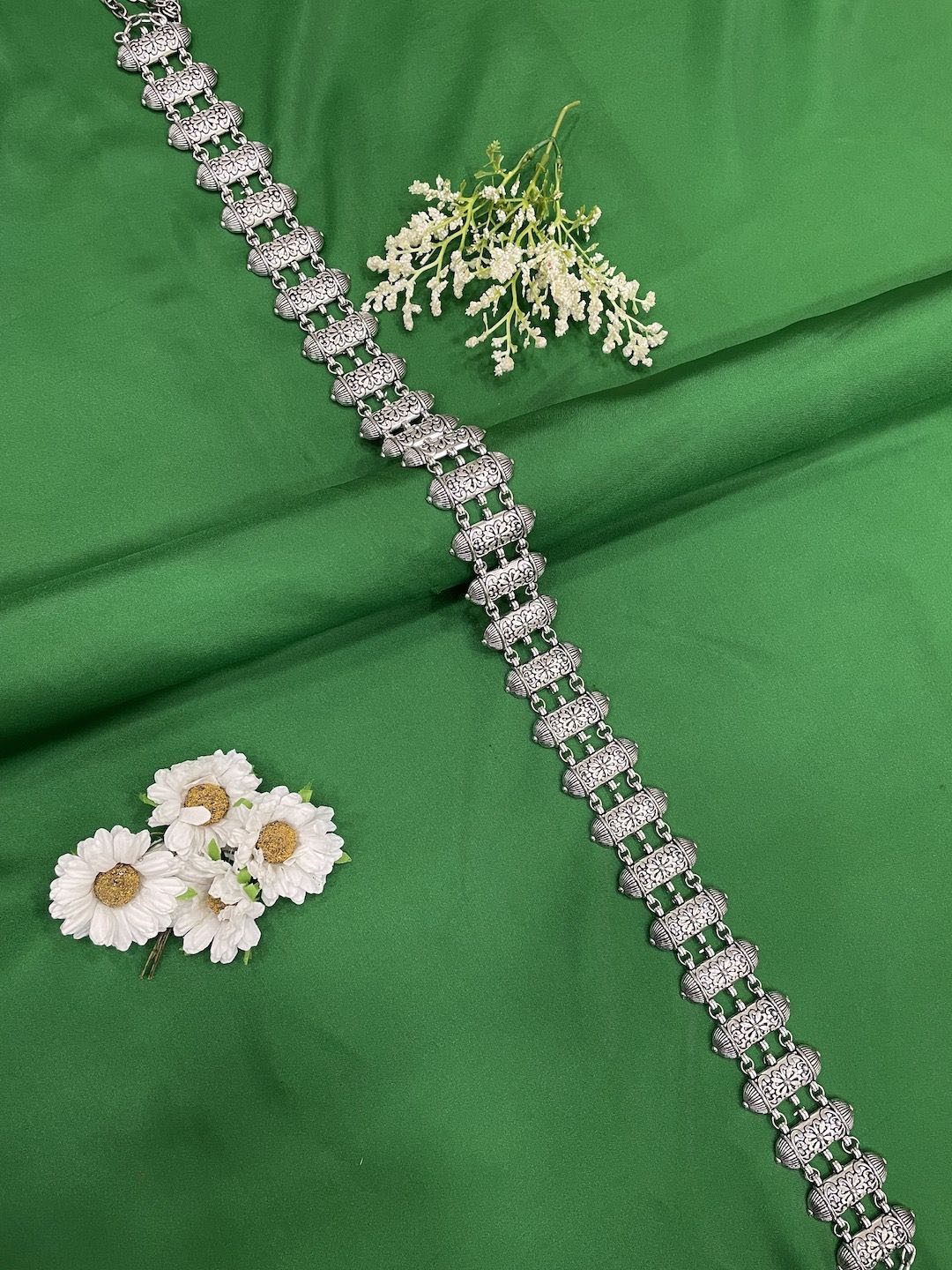 

Digital Dress Room German Silver Studded Waist Chain Saree Accessories