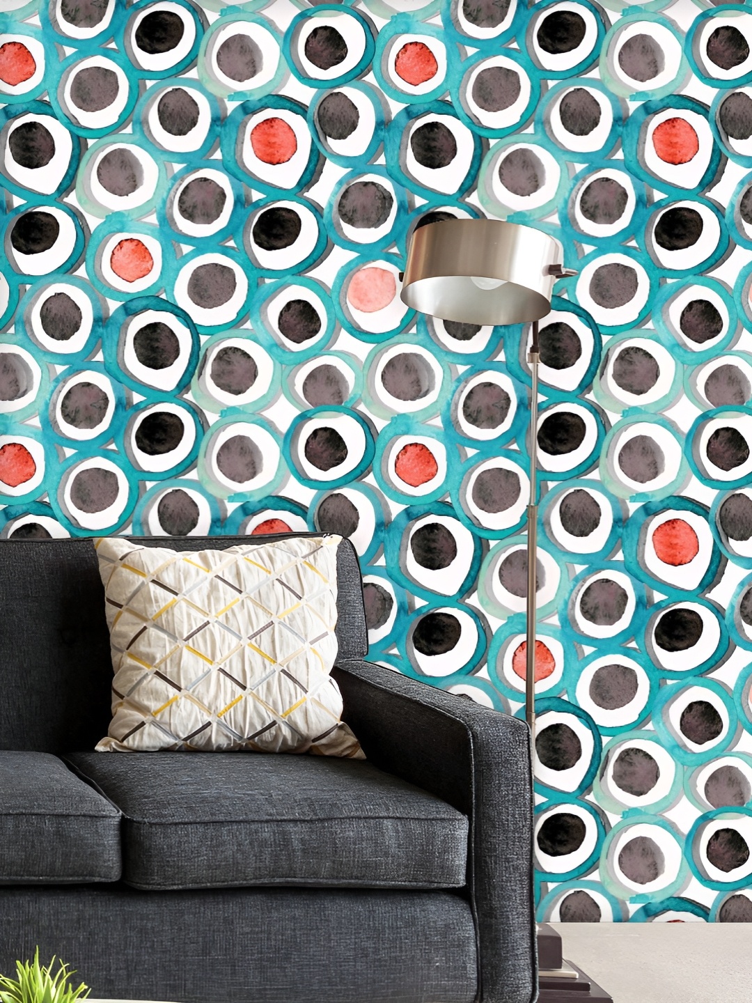 

ArtzFolio Printed UV-Resistant Anti-Bacterial Watercolor Circle And Dots Peel & Stick Wallpaper, Multi