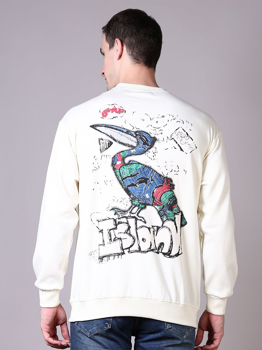 

V-Mart Men Printed Long Sleeves Sweatshirt, Off white