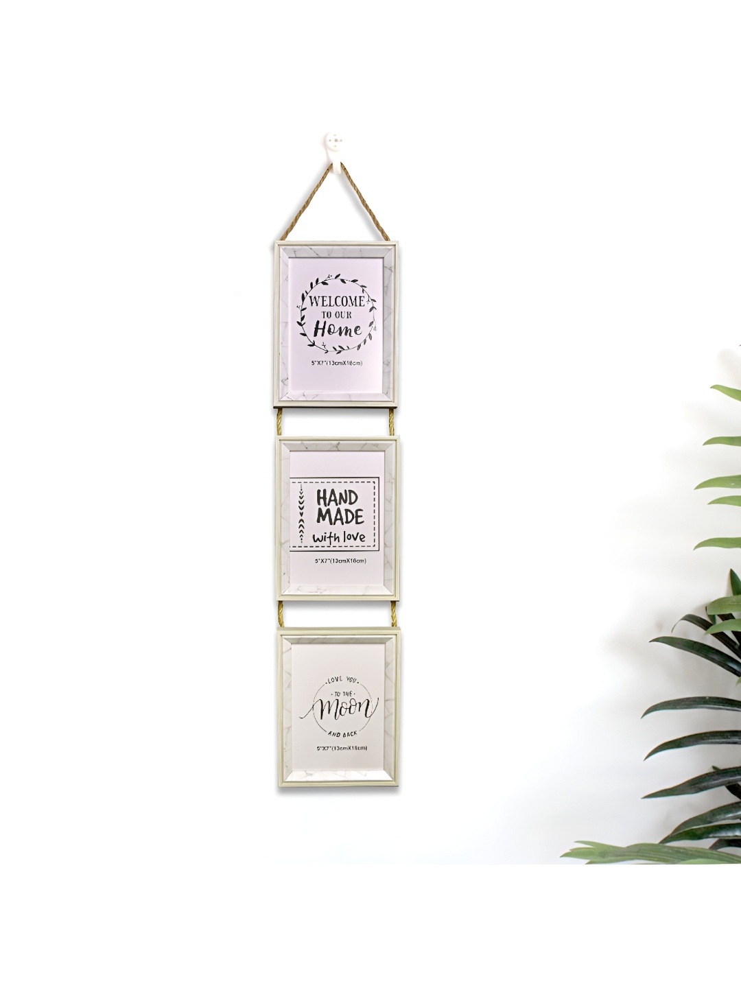 

Aura White & Black 3 Pieces Hanging Wooden Wall Photo Frames