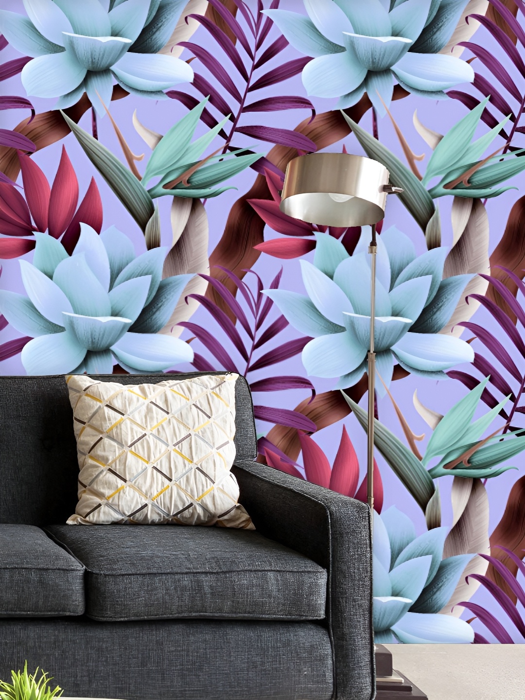 

ArtzFolio Lavender-Coloured & Blue Printed UV-Resistant Peel & Stick Wallpaper