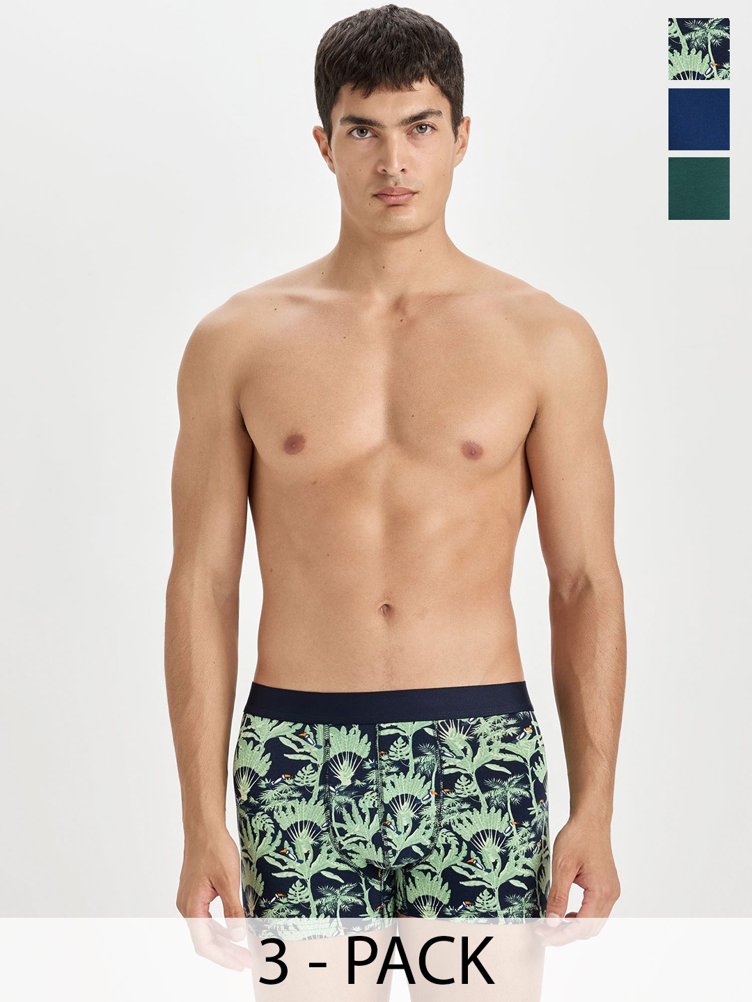 

DeFacto Men Pack Of 3 Printed Trunks 234895050, Teal