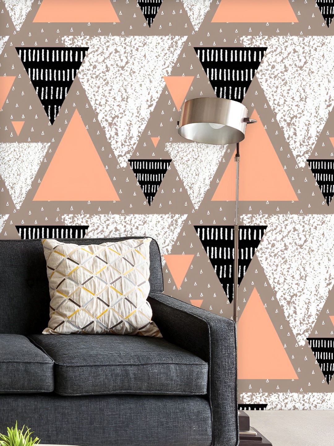 

ArtzFolio Printed UV-Resistant Anti-Bacterial Modern Abstract Triangles Peel & Stick Wallpaper, Multi