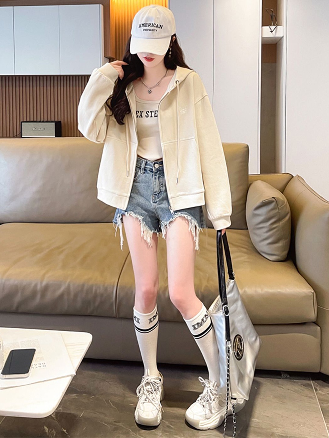 

JC Mode Women Hooded Sweatshirt, Beige