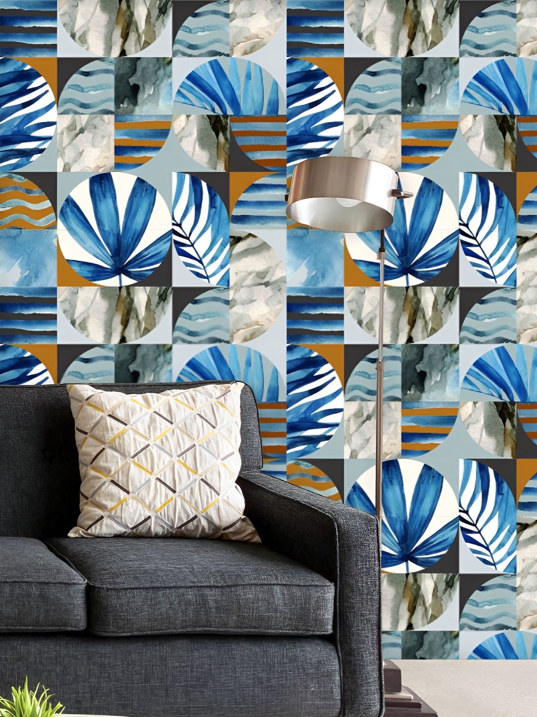 

ArtzFolio Printed UV-Resistant Anti-Bacterial Abstract Tropical Leaves Peel & Stick Wallpaper, Multi