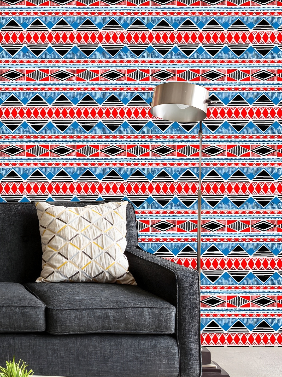 

ArtzFolio Printed UV-Resistant Anti-Bacterial Tribal Ethnic Pattern Peel & Stick Wallpaper, Multi