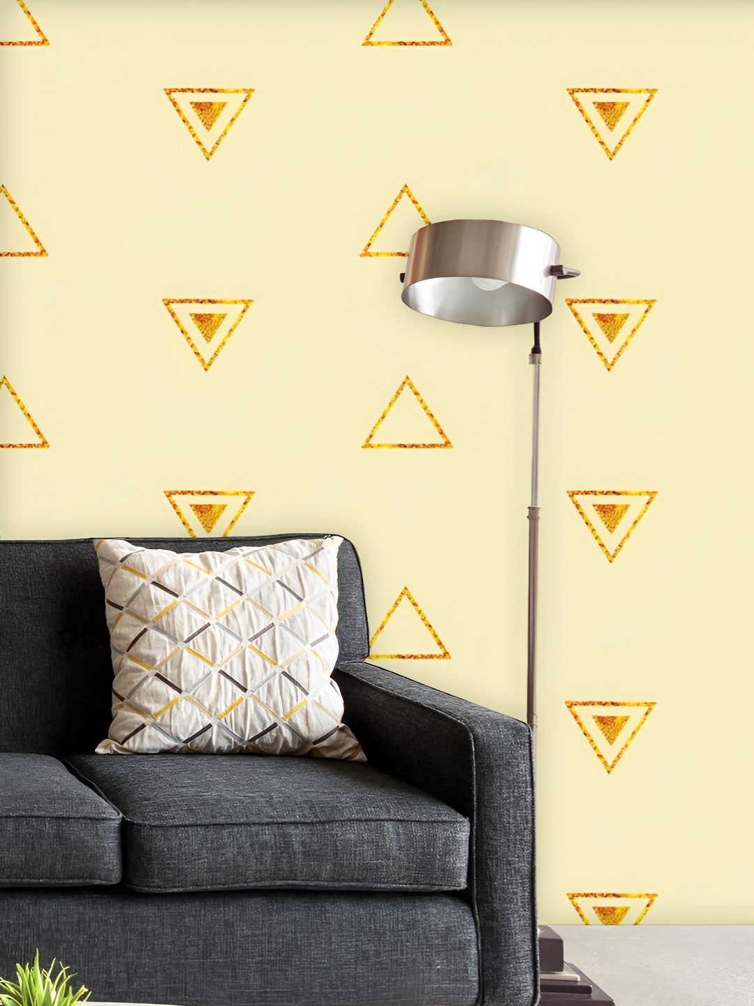 

ArtzFolio Printed UV-Resistant Anti-Bacterial Golden Triangles Peel & Stick Wallpaper, Multi