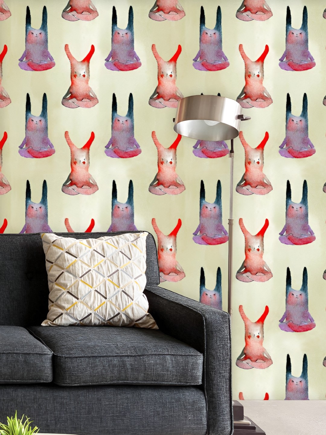 

ArtzFolio Printed UV-Resistant Anti-Bacterial Yoga Bunny Peel & Stick Wallpaper, Multi