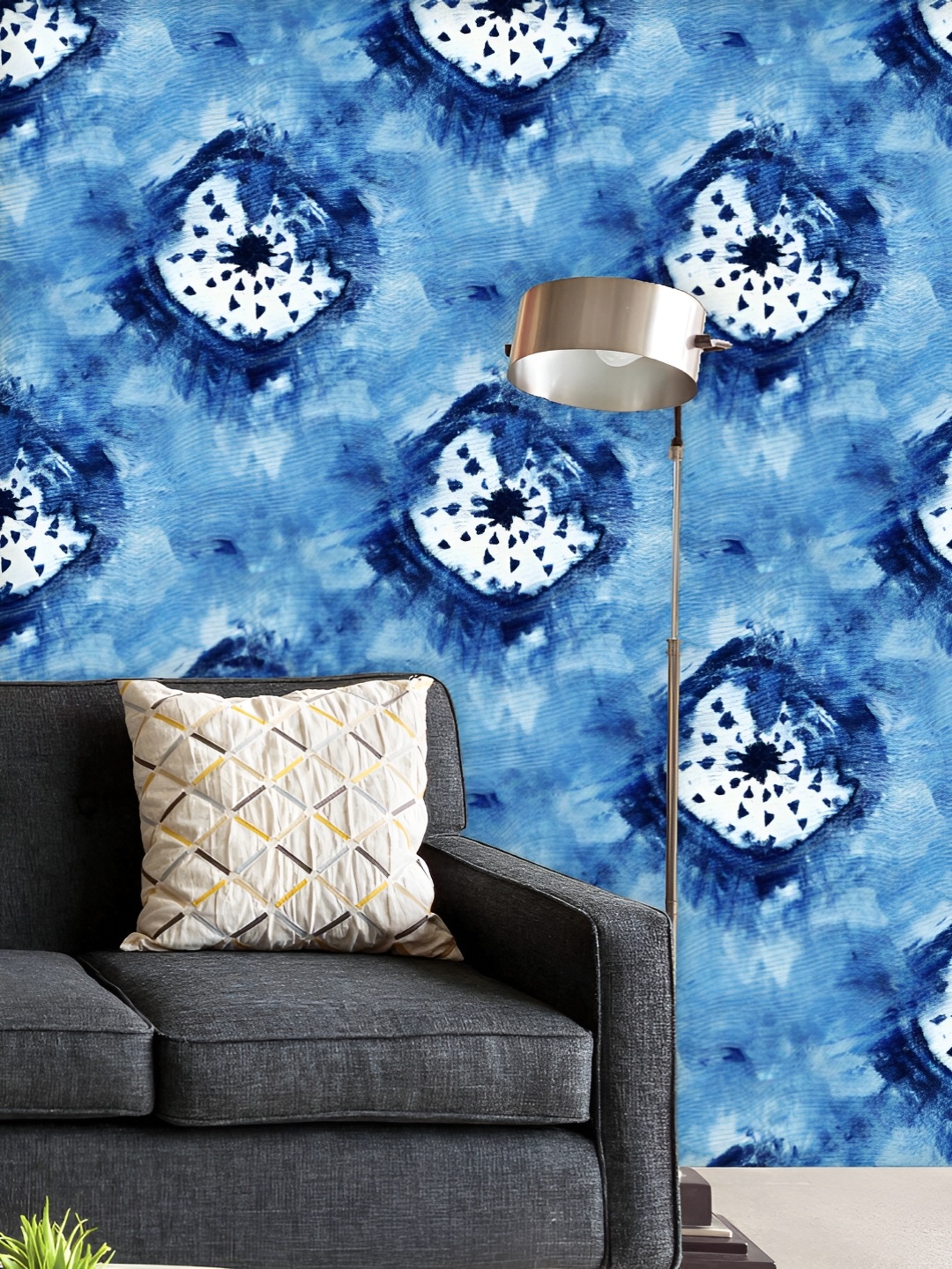 

ArtzFolio Printed UV-Resistant Anti-Bacterial Shibori Batik Style Peel & Stick Wallpaper, Multi